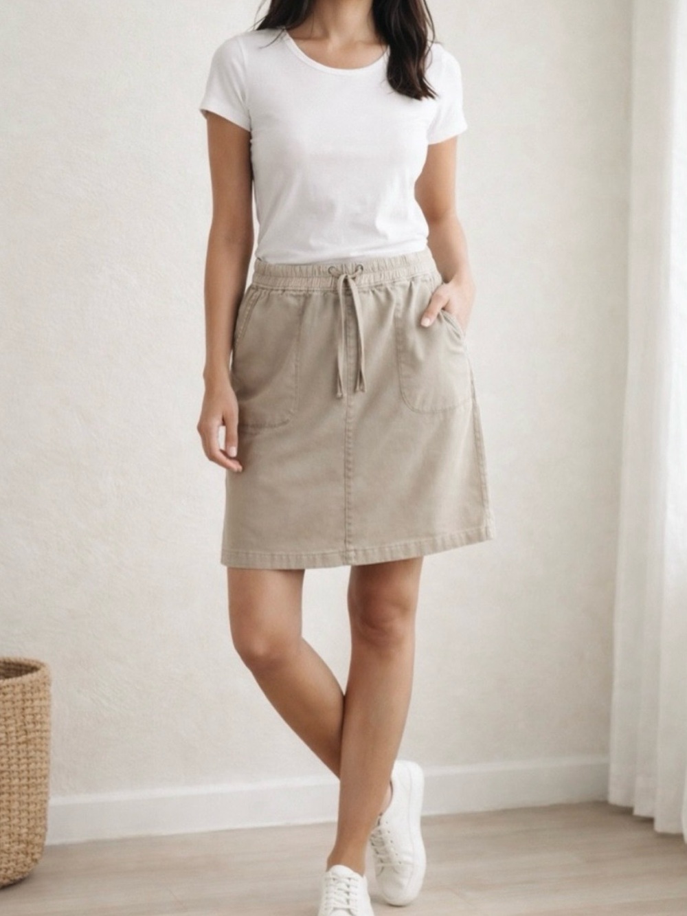 NIC+ZOE Pull On Utility Skirt Light Khaki Tan Size 8